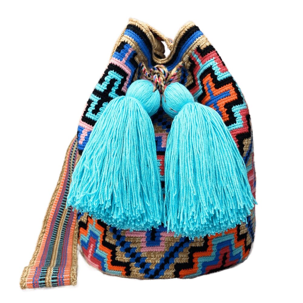 8860 WAYUU bag mochila , LARGE COLORFUL original bolsa tejida colombiana